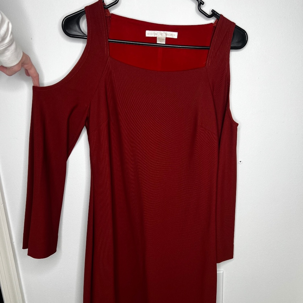 Boston Proper Cold-Shoulder Dress – Red (Size XS)